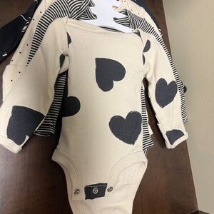 Carter's Cream and Black Heart Print Bodysuit